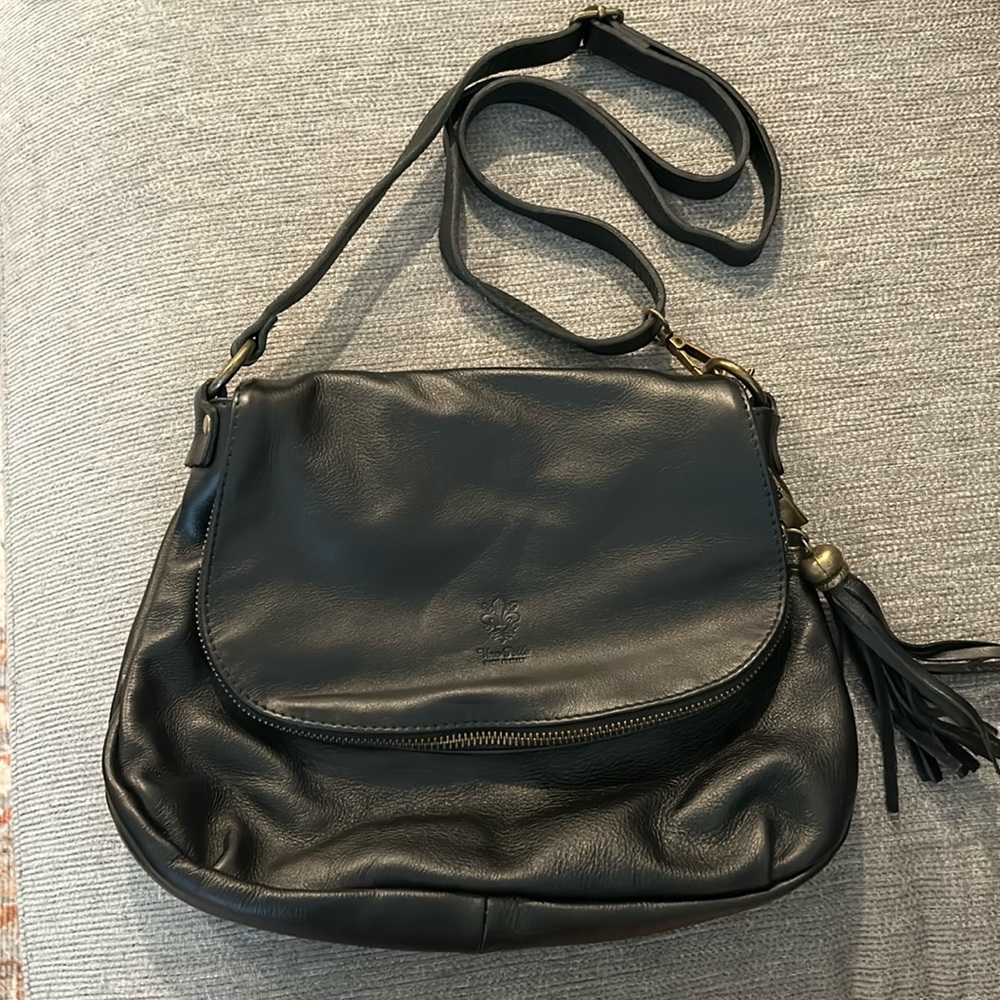 Black genuine leather purse from Italy